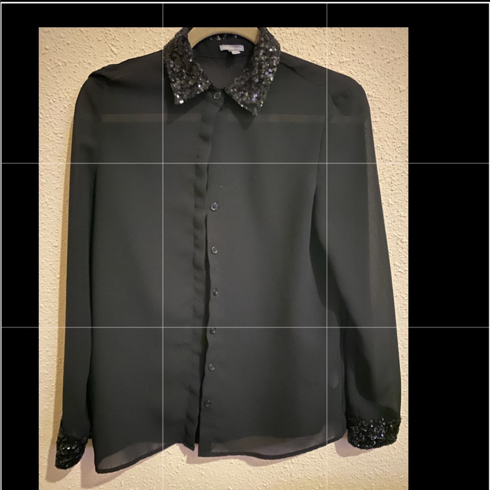 Black long sleeve sheer with sequins details